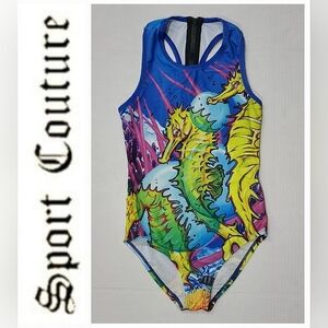 Sport Couture Seahorse Parade UPF 50+ 1-Piece Swimsuit Sz Youth M NWT